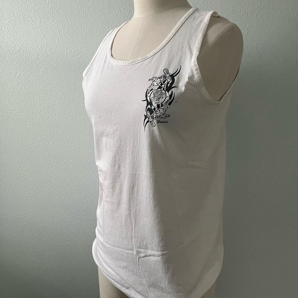 White Graphic Hawaii Shark Tank Top